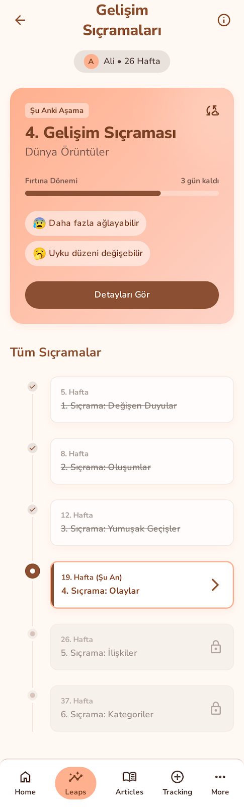 Gelişim sıçramaları zaman çizelgesi